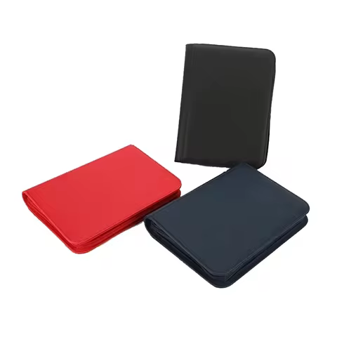 PU Leather 160 Pockets Cards Side Loading Binder TCG Game Zipper Card Album With 4 Sealed Fixed Pockets Pages For MG/PKM/FOW/YGO 10 best sales card binder 4 pocket - №9
