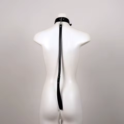 Exotic Accessories of Bdsm Slave Bondage Leather Collar with Leash Belt Choker Necklace Animal Pet Accessories Adjustable Black 8 best sales bdsm neck - №5