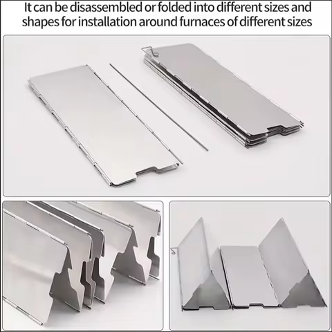 8 Plates / 10 Plates Aluminum Alloy Stove Windscreen, Ultralight Foldable Stove Windshield, Suitable For Outdoor Camping, Picnic 6 best sales wokbrander - №1