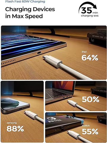 USB-C to Type C Color Cable For Apple iPhone 15 PD 60W Fast Charging For Huawei Xiaomi Samsung Type C Weaving Cable Accessories 8 best sales samsung cable - №2