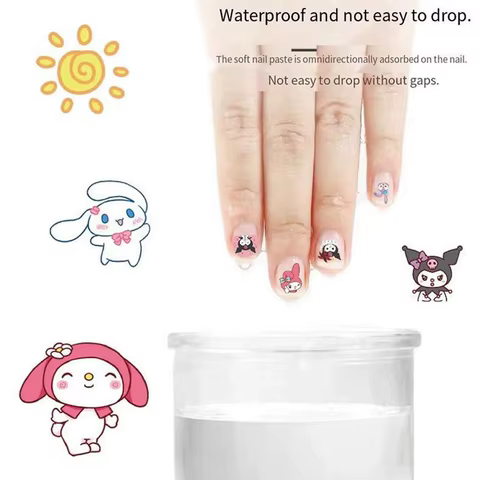 5pcs/set Cartoon Hello Kitty 3D Nail Stickers Press on Nails Sanrio Melody Kuromi Nail Art Decoration Fun Anime Nail Art Decals 12 best sales spongebob bracelet - №10