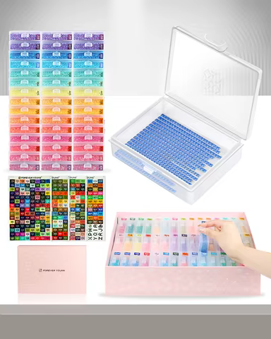 45pcs Diamond Painting Accessories Trays with Lids, 2-in-1 Diamond Art Storage and Diamond Art Trays, Bead Storage & Line-Up 6 best sales diamond painting plateau - №6