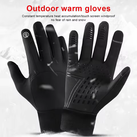 Autumn Winter Men Women Gloves Touch Screen Waterproof Windproof Gloves Outdoor Sports Warm Thermal Fleece Running Ski Gloves 10 best sales winter gloves men - №8