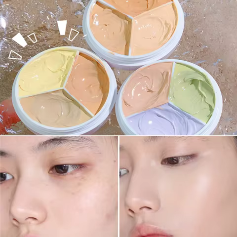 3 colors Concealer Dark Circles Corrector high coverage Green Nose Contour Shading Cream Palette Face Base Beauty Korean Makeup 12 best sales colour corrector - №5