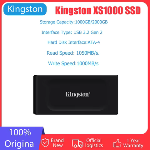 Kingston XS1000 1TB SSD USB 3.2 Gen 2 External Solid State Drive ATA-4 Hard Disk Interface Up to 1050MB/s SXS1000/1000G Portable 10 best sales sdd kingston - №5