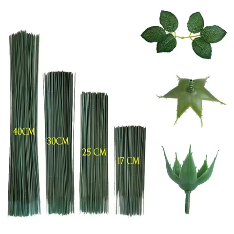 17cm/25/30/40cm Artificial Flower Stems Rose leaves/base Iron Wire Stem DIY Soap/ Paper Flower Stub Accessory Stems Craft Decor 8 best sales floral wire - №8