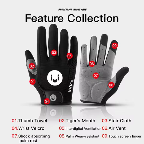 Autumn Winter MTB Cycling Long Finger Gloves Non-Slip Wear Shock Proof Breathable Touch Screen Bicycle Motorbike Gloves Men 10 best sales winter gloves men - №4