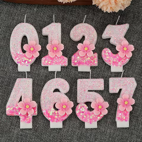 Birthday Candle Cake Topper Colour Changing Creative Number 0-9 Candle Flowers Digital Candles Girl Birthday Party Decoration 10 best sales birthday fireworks - №8