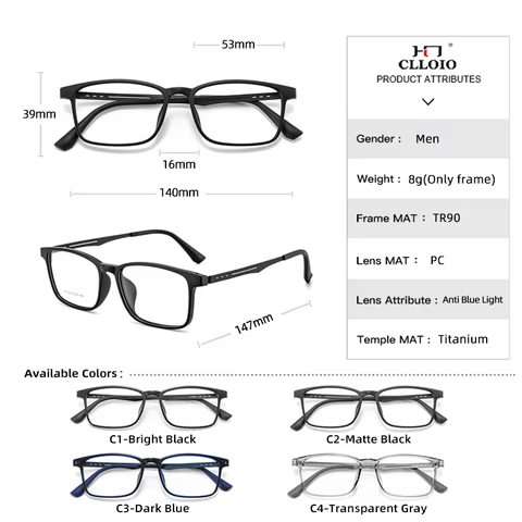 CLLOIO High Quality UltraLight Pure Titanium Anti Blue Ray Reading Glasses Myopia Hyperopia Optical Glasses Prescription Eyewear 10 best sales pure titanium - №4