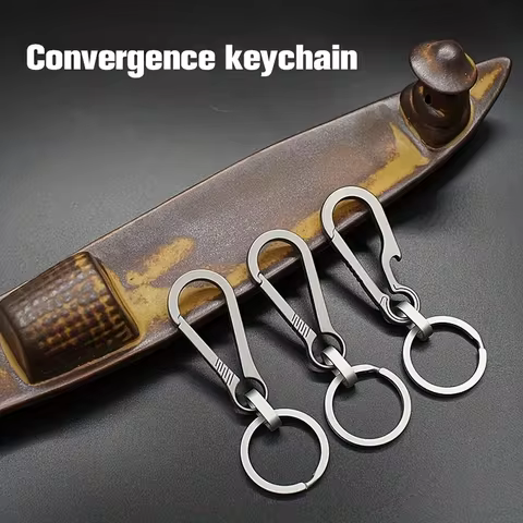 Titantium Carabiner Keychain Carabiner Hook Key Ring Key Holder with Bottle Opener for Camping Hiking Fishing Travel Outdoor 10 best sales elastic keychain - №2