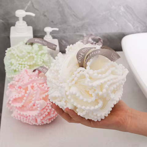 Soft Mesh Bath Sponge Balls Skin Cleaning Brush Shower Puff Body Cleaner Exfoliating Scrubbers Bath Flower Bathing Accessories 12 best sales net sponge - №9