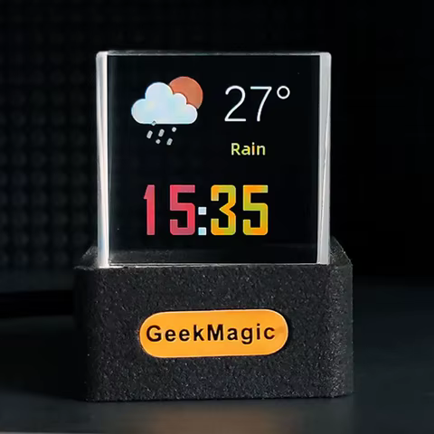 GeekMagic GIFTV Crystal Holographic Desktop Decoration: Smart Weather Station with GIF Animation & Photo Albums 6 best sales digital calendar with projector - №6