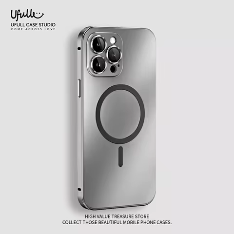 Aluminum Metal Frame Magnetic Case For iPhone 13 12 14 15 16 Pro Max Plus Magsafe Wireless Charging Lens Film PC Backboard Cover 10 best sales aluminium case iphone - №6