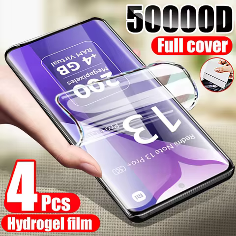 4PCS Hydrogel Film For Xiaomi Redmi Note 13 14 12 11 10 9 8 7 Pro Plus Screen Protector For Redmi Note 14S 12S 11S 10S Soft Film 12 best sales redmi note 10 pro glass - №5