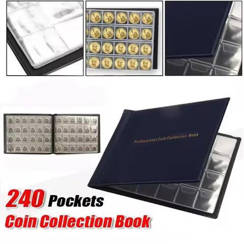 240 Pockets Coin Collection Holder PVC Penny Album Gifts Coin Collecting Album 10 Pages Coin Collection Book for Collectors 12 best sales album coin - №8