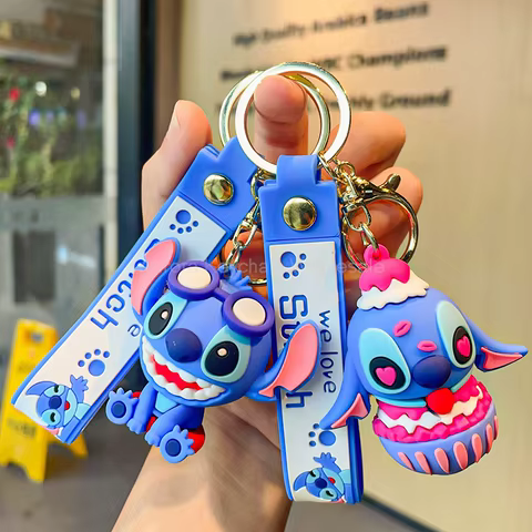 Anime Disney Keychain Cartoon Mickey Mouse Minnie Lilo & Stitch Cute Doll Keyring Ornament Key Chain Car Pendant Kids Gifts 10 best sales thank you gifts - №3