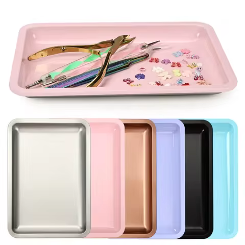 New Stainless Steel Cosmetic Storage Tray Nail Art Equipment Plate Doctor Surgical Dental Tray False Nails Dish Tools 10 best sales surgical tray - №1