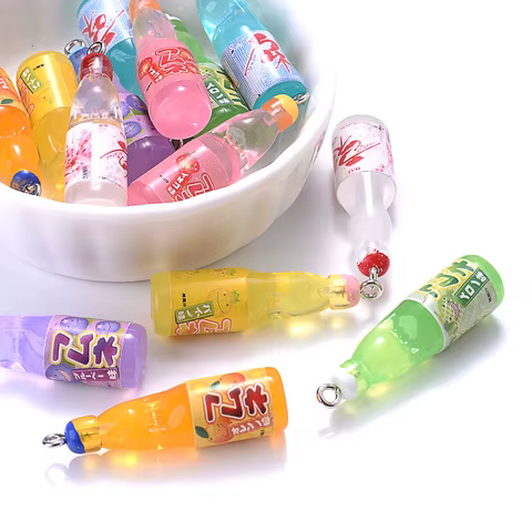 10Pcs Plastic Pop Cola Soda Drinks Beverages Juice Alcohol Liquo Bottle Resin Pendants Charms for Jewelry Making Diy Mini Crafts 8 best sales drink charms - №8