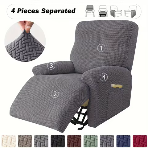 Recliner Sofa Cover Ralax Cover Jacquard Chair Covers Stretch Spandex Couch Slipcovers Non Slip Armchair Slipcovers 4pcs/set 10 best sales recliner cover - №1