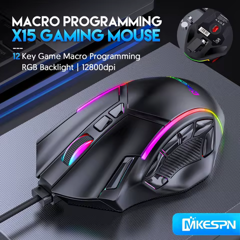 12800DPI Free Weight Macro RGB Gaming Mouse 12 Programmable Keys Game Mouse RGB Light Max to 6 levels For pc mac gun PUBG Laptop 8 best sales chinese gaming mouse - №6
