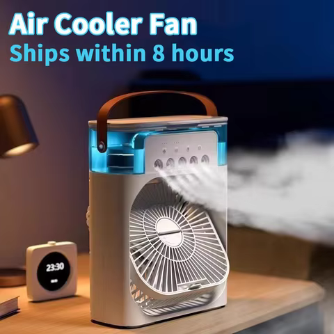 New 3 In 1 Fan AIr Conditioner Household Mini Air Cooler LED Night Light Portable Humidifier Air Adjustment Fan Office Home Fan 10 best sales electric fan mini - №2