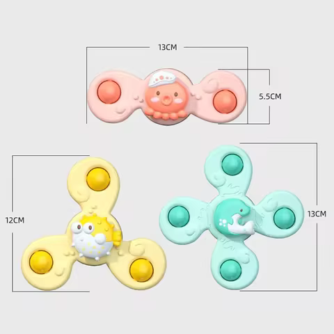 Montessoris Baby Spin Top Bath Toys For Boy Children Bathing Sucker Spinner Suction Cup Toy For Kids 2To4 Years Rattles Teether 8 best sales bath doll - №3