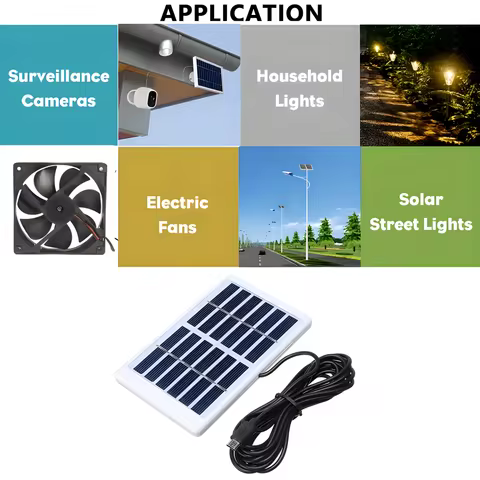 Solar Panel 1.2W 6V Mini USB Monocrystalline Solar Panel Power Module Charger Outdoor Polycrystalline DIY with 118.27 inch Cable 8 best sales solar panel camping - №8